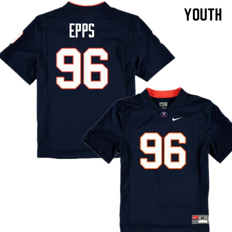 Youth #96 CJ Epps Virginia Cavaliers College Football Jerseys Sale-Navy - Click Image to Close